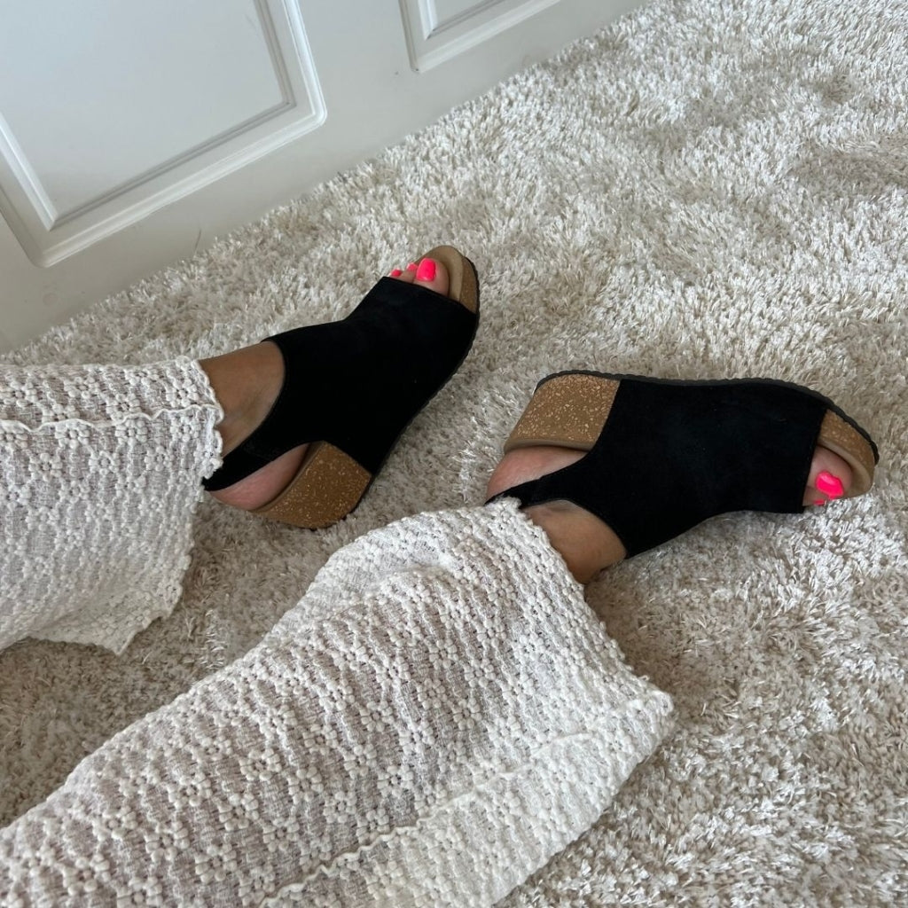 COPENHAGEN SHOES NEW COACHELLA SUEDE Keilsandalen 001 Black