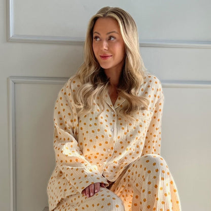 STORIES FROM THE ATELIER by COPENHAGENSHOES PAJAMAS SHIRT 3 SHIRT 02 BEIGE YELLOW BIG FLOWER